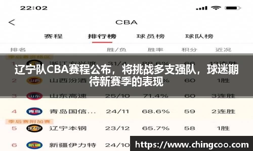 辽宁队CBA赛程公布，将挑战多支强队，球迷期待新赛季的表现
