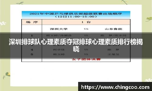 深圳排球队心理素质夺冠排球心理素质排行榜揭晓