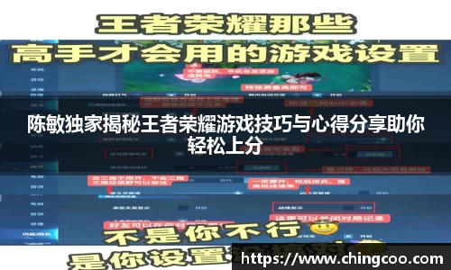 陈敏独家揭秘王者荣耀游戏技巧与心得分享助你轻松上分